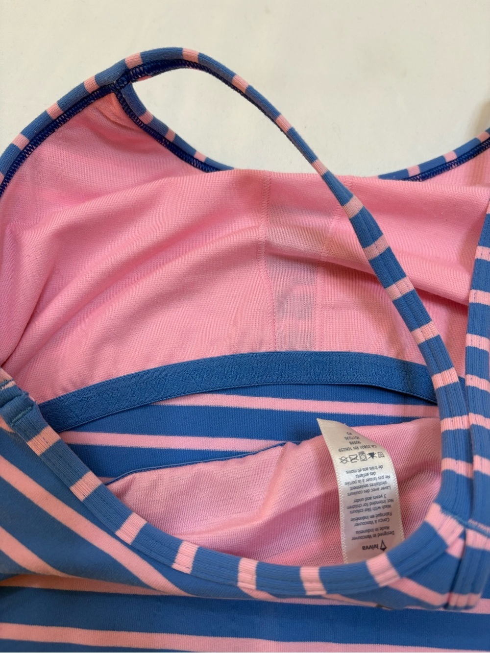 Ivivva by Lululemon Striped Racerback Athletic Tank Top Pink Blue Girls Size 12 - Picture 5 of 7